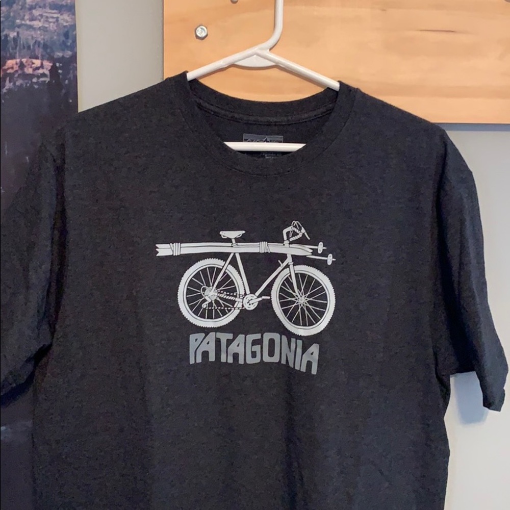 Patagonia skier bike tshirt